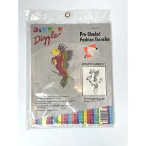 Rare 90's Dizzle Pre Shaded  Fashion Transfer Iron On 14" X 17" Sheet Parrot